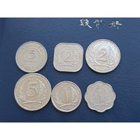 6 разных монет Карибы и Белиз