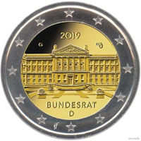 2 евро 2019 Германия J 70 лет Бундесрату UNC из ролла