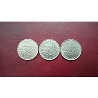 Франция 1 франк. 1960, 1961, 1973г.