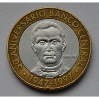 Доминикана 5 песо, 1997 г. (50 лет Центробанку)-юбилейная.