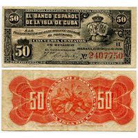 Куба. 50 центаво (образца 1896 года, P46a, VF)