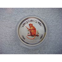 50 центов 2004 Австралия Год Обезьяны Цветная Лунный календарь Серебро 999