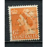Австралия - 1953/1954 - Королева Елизавета 6 1/2Р - (есть тонкое место) - [Mi.230] - 1 марка. Гашеная.  (Лот 23EW)-T25P3