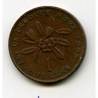 Ямайка 1 цент 1972 KM# 52 Герб Флора Кофе ФАО FAO