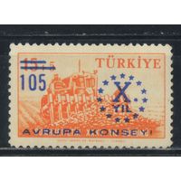 Турция Респ 1959 10 летие Совета Европы Надп #1625**