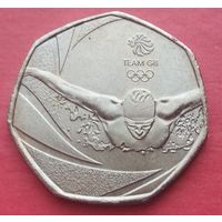 Великобритания 50 пенсов, 2016. ХХХI  летние Олимпийские Игры, Рио-де Жанейро 2016