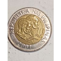 Филиппины 10 песо 2001 года .