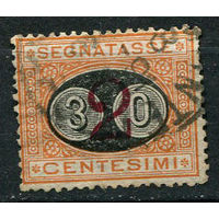 Королевство Италия - 1890/1891 - Доплатная марка надпечатка нового номинала 30c на 2c - [Mi.17p] - 1 марка. Гашеная.  (Лот 55AF)