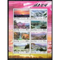 Ландшафты Кореи КНДР 2005 год серия из 8 марок в малом листе