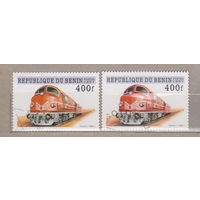 Железная дорога Поезда Локомотивы Бенин 1997  год год  лот  1085 РАЗНЫЕ ОТТЕНКИ. ВНИМАНИЕ цена за 1 марку на ваш выбор