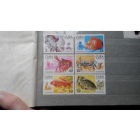 Рыбы, марки - Куба 1994, фауна, крабы, ракообразные, водолазы
