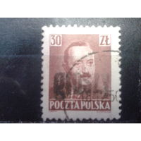 Польша 1950 президент Берут надпечатка на 30 zl, Михель 5 евро