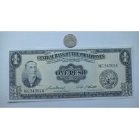 Werty71 Филиппины 1 песо 1949 - 1966 UNC банкнота