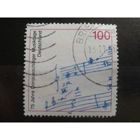 Германия 1996 ноты, автограф Баха Михель-0,9 евро гаш.