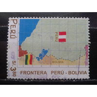 Перу, 2000. Карта границы с Боливией, концевая, Mi-5,0 евро гаш.