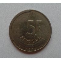 5 франков 1986 Бельгия KM# 163 алюминиевая бронза
