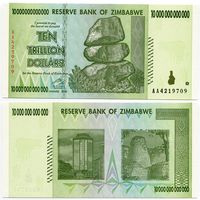 Зимбабве. 10 000 000 000 000 долларов (образца 2008 года, P88, UNC)