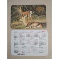 Карманный календарик. Бухарские олени. 1993 год