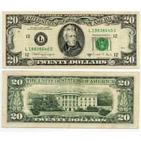 США. 20 долларов (образца 1988 года, 1988A, L, Калифорния, P483)
