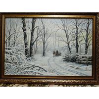 Картина маслом " Зима в лесу"