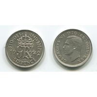 Великобритания. 6 пенсов (1942, серебро, XF)