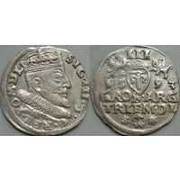 3 гроша 1593 года, Вильня. Дата вверху.