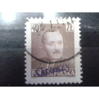 Польша 1950 президент Берут надпечатка на 40 zl Михель 5 евро