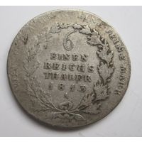 Пруссия 1\6 рейхсталера 1813 A, серебро  .25-27