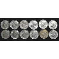 США 10 центов КМ#195a 1974-1999 (даты в описании)