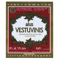 Этикетка пива Vestuvinis Прибалтика Ф040