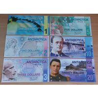 Набор из 6 банкнот Антарктики с защитной полосой в коллекцию UNC