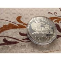 Серебро 0.500! Канада 1 доллар, 1981 100 лет Трансконтинентальной железной дороге