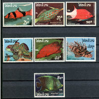 Лаос - 1987г. - Рыбки - полная серия, MNH, 1 марка с маленьким жёлтым пятнышком на клее [Mi 1038-1044] - 7 марок