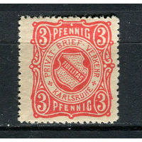 Германия - Карлсруэ (B.) - Местные марки - 1886 - Герб 3Pf - [Mi.2A] - 1 марка. MNH, MLH.  (Лот 98CW