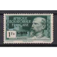 179. Франция. Колонии. Французская экваториальная Африка. 1940 г. 1 Fr. Надпечатка " LIBRE ". Mi.#126.