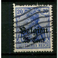 Немецкая оккупация Бельгии - 1916/1918 - Надпечатка на марках Германской империи Belgien  и нового номинала 25C - [Mi.18] - 1 марка. Гашеная.  (Лот 133CA)