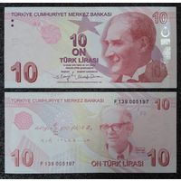 10 лир Турция обр. 2009 г. UNC (вып. 2022 г.)