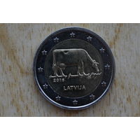 Латвия 2 евро 2016  (Латвийская бурая корова)
