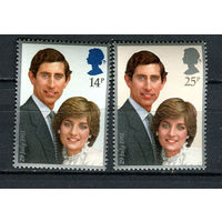 Великобритания - 1981 - Свадьба принца Чарльза и Дианы Спенсер - [Mi. 884-885] - полная серия - 2 марки. MNH.  (LOT EG43)-T10P8