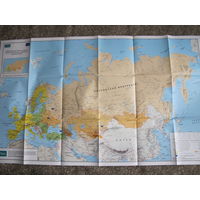 2 большие (60х100 см) карты стран Евросоюза, Восточной Европы, Кавказа и Средней Азии (идентичные - на русском и английском, 2004 г.)
