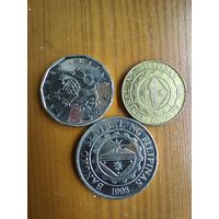 Чехия 2 кроны 2010, Филиппины 25 центов 2004, 1 песо 2015-36
