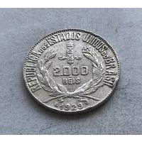 Бразилия Первая республика 2000 реалов (рейсов) 1929 - серебро