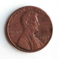 США. 1 цент 1992 г. "D"