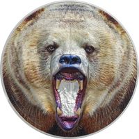 Танзания 1500 шиллингов 2020г. "Редкая дикая природа: Американский медведь гризли". Монета в капсуле; подарочном футляре; номерной сертификат; коробка. СЕРЕБРО 62,20гр.(2 oz).