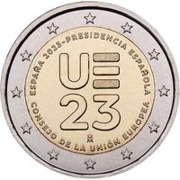 2 евро 2023 Испания Президентство Испании в Совете ЕС  UNC из ролла