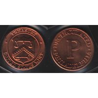 Treasury United States Mint -- P uncirculated Philadelphia. США жетон монетного двора Филадельфии (19.5(1,66)мм) (alb3
