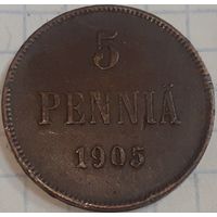 Финляндия 5 пенни, 1905 (15-8-6)
