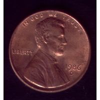 1 цент 1986 год D США
