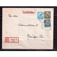 Германия(Рейх)-1937, Конверт, прошедший почту(заказной)
