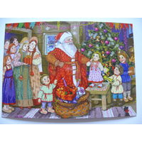 Современная открытка, Егорова Ирина, Встреча с Дедом Морозом; чистая (дети).